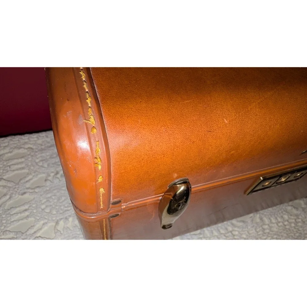 Vintage Samsonite Case Mirror & Tray Hard Side Suitcase Brown Luggage No Key